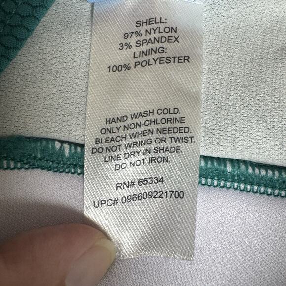 Draper James Bikini Top Halter Neck Tie Built-In-Bra Size Medium Teal Green - Picture 6 of 7